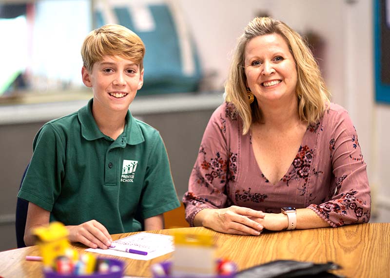 Mrs Shaw and student